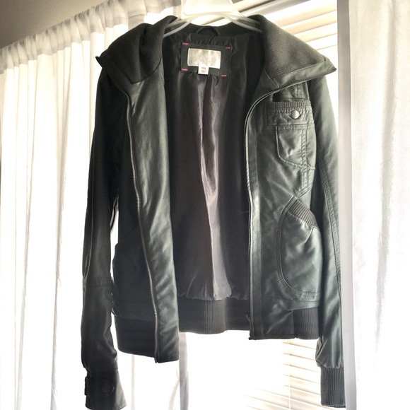 Xhilaration Jackets & Blazers - Grayish Faux Leather Bomber Jacket